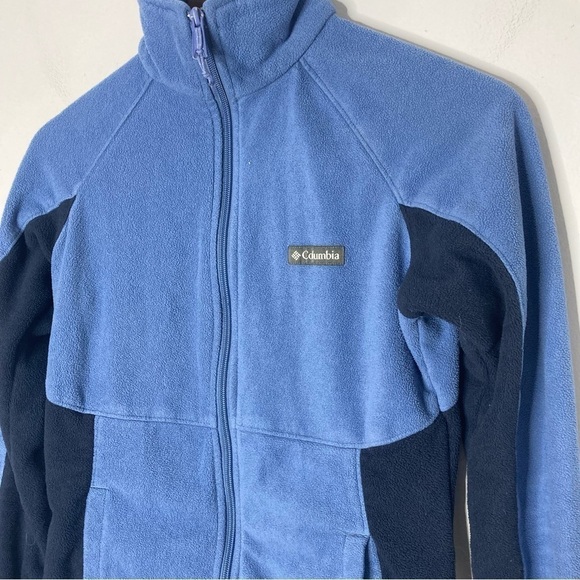Columbia Size Small Zippered 2-Tone Fleece Jacket Blue Gorpcore Hiking Outdoor - Picture 3 of 8